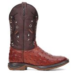 Bota Texana Masculina Couro Imitação Avestruz Pinhão e Fóssil Café Sola Jump – Tatu Virado