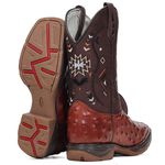 Bota Texana Masculina Couro Imitação Avestruz Pinhão e Fóssil Café Sola Jump – Tatu Virado