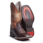 Bota Texana Masculina Couro Mustang Café e Fóssil Croassant – Tatu Virado