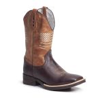 Bota Texana Masculina Couro Mustang Café e Fóssil Croassant – Tatu Virado