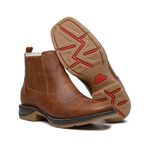 Botina Texana Masculina Couro Rustic Fosco Caramelo Sola Jump – Tatu Virado