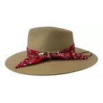 Chapéu Social Feltro Camel Lenço Vermelho Marcatto 
