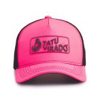 Kit - Bota Texana Feminina Preta Bordado Boi Rosa Bico Quadrado + Boné tatu Virado 