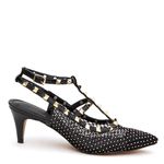 SCARPIN SLINGBACK EM TELA STRASS PRETO