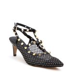 SCARPIN SLINGBACK EM TELA STRASS PRETO