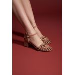 SANDALIA COURO NOBUCK BEGE