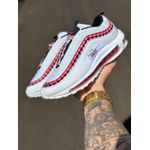 TENIS NK AIR MAX 97 BRANCO VERMELHO ESCRITO PRETO