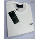 Camiseta Básica Empório Armani Malha Tanguis Pima Off-Write Com Detalhe Lateral Preto