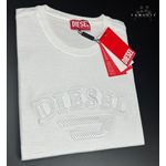 Camiseta Diesel Malha Tanguis Pima Off-White Com Escrito Bordado Monocromático