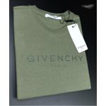 Camiseta Givenchy Malha Coton Sofit Detalhe Silk Nome Marca Verde Cimento
