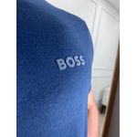 Camiseta Hugo Boss Básica Malha Tanguis Pima Marinho Escrito Marinho
