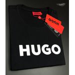 Camiseta Hugo Boss Malha Coton Sofit Preta Com Escrito Branco