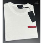 Camiseta Prada Malha Tanguis Off-Withe Com Detalhe Lateral Emborrachado