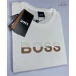 Camiseta Hugo Boss Malha Tanguis Pima Off-Write Com Escrito Boss Marrom