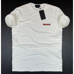 Camiseta Prada Malha Sofit Pima Básica Branco Símbolo Emborrachado