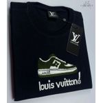 Camiseta Louis Vuitton Malha Tanguis Pima Preto Com Detalhes Bordado Verde