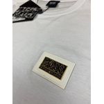 Camiseta Hugo Boss Malha Sofit Pima Branca Aplicação Courino Metal
