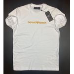 Camiseta Empório Armani Malha Pima Peruana Branca Aplicação Emborrachada Mostarda