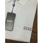 Camiseta Gola Polo Hugo Boss Pique Duplo Peruano Branco Detalhe Bordado