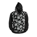 MOLETOM COM CAPUZ FLORAL PRETO/BRANCO