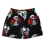 SHORT PRAIA CAVEIRA FLOR PRETO