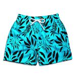 SHORT PRAIA FOLHAGEM AZUL COM PRETO