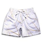 SHORT PRAIA BRANCO COM DOURADO LINHAS