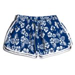 SHORT PRAIA FEMININO FLORAL AZUL E BRANCO