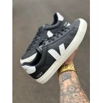 TENIS VERT ESPLAR LOGO COURO PRETO/BRANCO