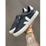 TENIS VERT ESPLAR LOGO COURO PRETO/BRANCO