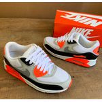 TENIS NK AIR MAX 90 CINZA E LARANJA NEON 