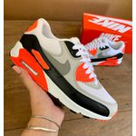 TENIS NK AIR MAX 90 CINZA E LARANJA NEON 