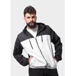 Jaqueta Corta Vento Masculina Com Zíper Preto e Branco