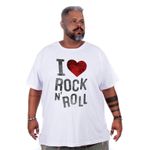 Camiseta Masculina Estampa I Love Rock Plus Size Branca