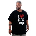 Camiseta Masculina Estampa I Love Rock Plus Size Preta 