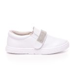 Tênis Infantil Slip On Branco 3 em 1 Pelúcia e Strass 