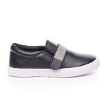 Tênis Infantil Slip On Preto 3 em 1 Pelúcia e Strass 