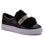 Tênis Slip On Preto 3 em 1 Pelúcia e Strass