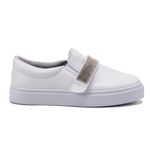 Tênis Slip On Branco 3 em 1 Pelúcia e Strass