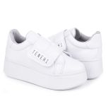 Tênis Feminino Casual Branco Plataforma Sola Alta com Tira