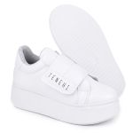 Tênis Feminino Casual Branco Plataforma Sola Alta com Tira