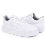 Tênis Casual Feminino Todo Branco Nylon 