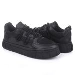 Tênis Casual Feminino All Black Todo Preto Nylon 