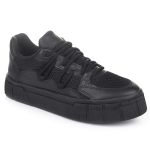 Tênis Casual Feminino All Black Todo Preto Nylon 