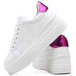 Tênis Flatform Plataforma Branco Traserinha Pink