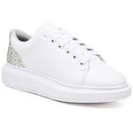 Tênis Tenehi Branco Detalhe Glitter Shinning Prata