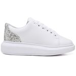 Tênis Tenehi Branco Detalhe Glitter Shinning Prata