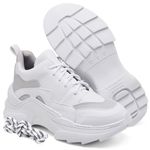 Tênis New Recortes Branco e Cinza Sneaker Chunky - Cadarço Adicional 