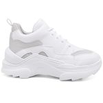 Tênis New Recortes Branco e Cinza Sneaker Chunky - Cadarço Adicional 