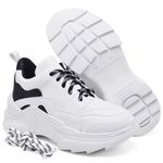 Tênis New Recortes Branco e Preto Sneaker Chunky - Cadarço Adicional 